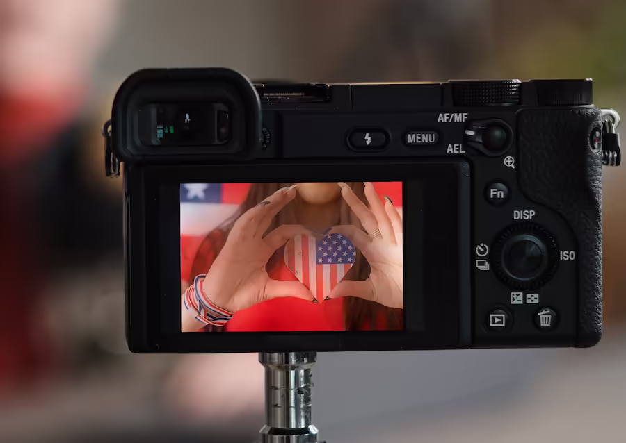 Camera filming an essay entry